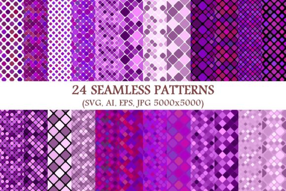 24 Seamless Purple Square Patterns
