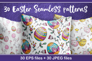 Easter Seamless Patterns in Doodle Style