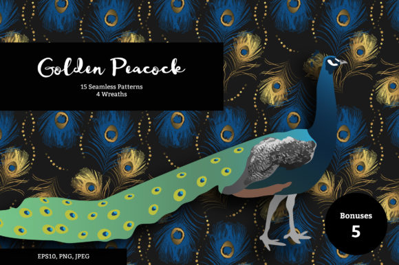 Golden Peacock Patterns: A Versatile Design Resource for Creative Professionals