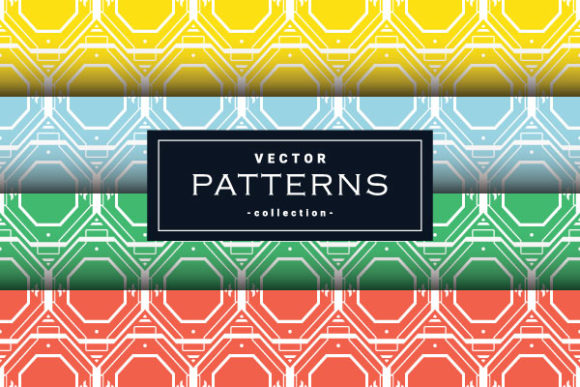 Square Seamless Patterns Set in Four